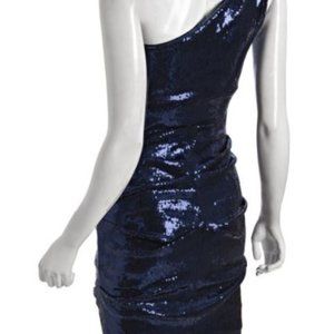 One-shoulder sequined cocktail dress by Nicole Miller